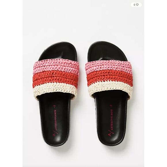 ANTHROPOLOGIE Amira Red Stripe Woven Slide Sandals // 7 - Picture 10 of 10